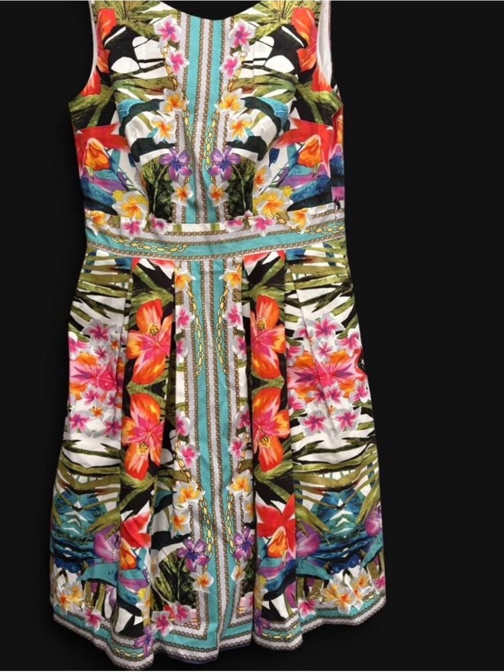 Maggy London Tropical Floral Multicolor Fit-and-Flare Dress